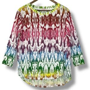 Fresh Produce S 100% Cotton Sun Ray Rainbow T Shirt Blouse Made USA Art to Wear